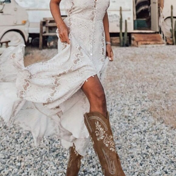 Women's Wide Calf Knee High Cowgirl Boots Sz 6-10 - Picture 15 of 16